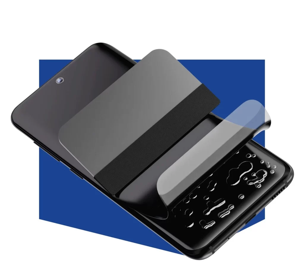 Screen protector being aplied on a Smartphone